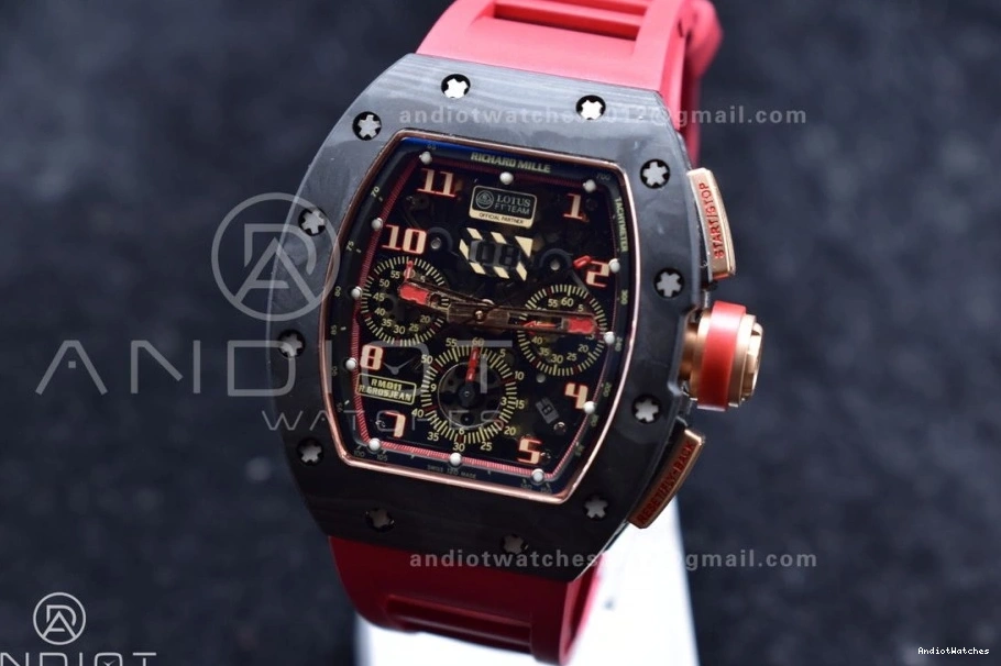 Rubber V Red Edition Lotus ModernLook 1:1 1020 Strap Dial A7750 KVF on Chrono Crystal Best RM011 NTPT 0324